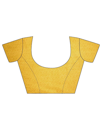 Yelllow Chiffon Geometric Printed Saree | Sudathi