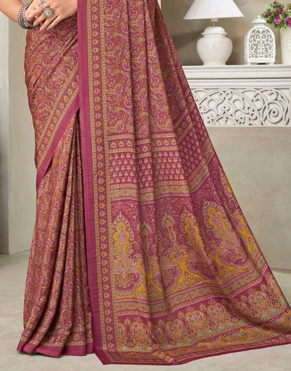 Pink Silk Printed Saree