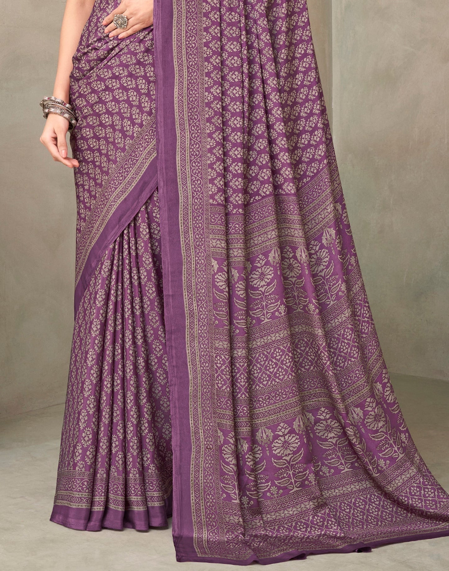 Purple Silk Printed Saree | Sudathi