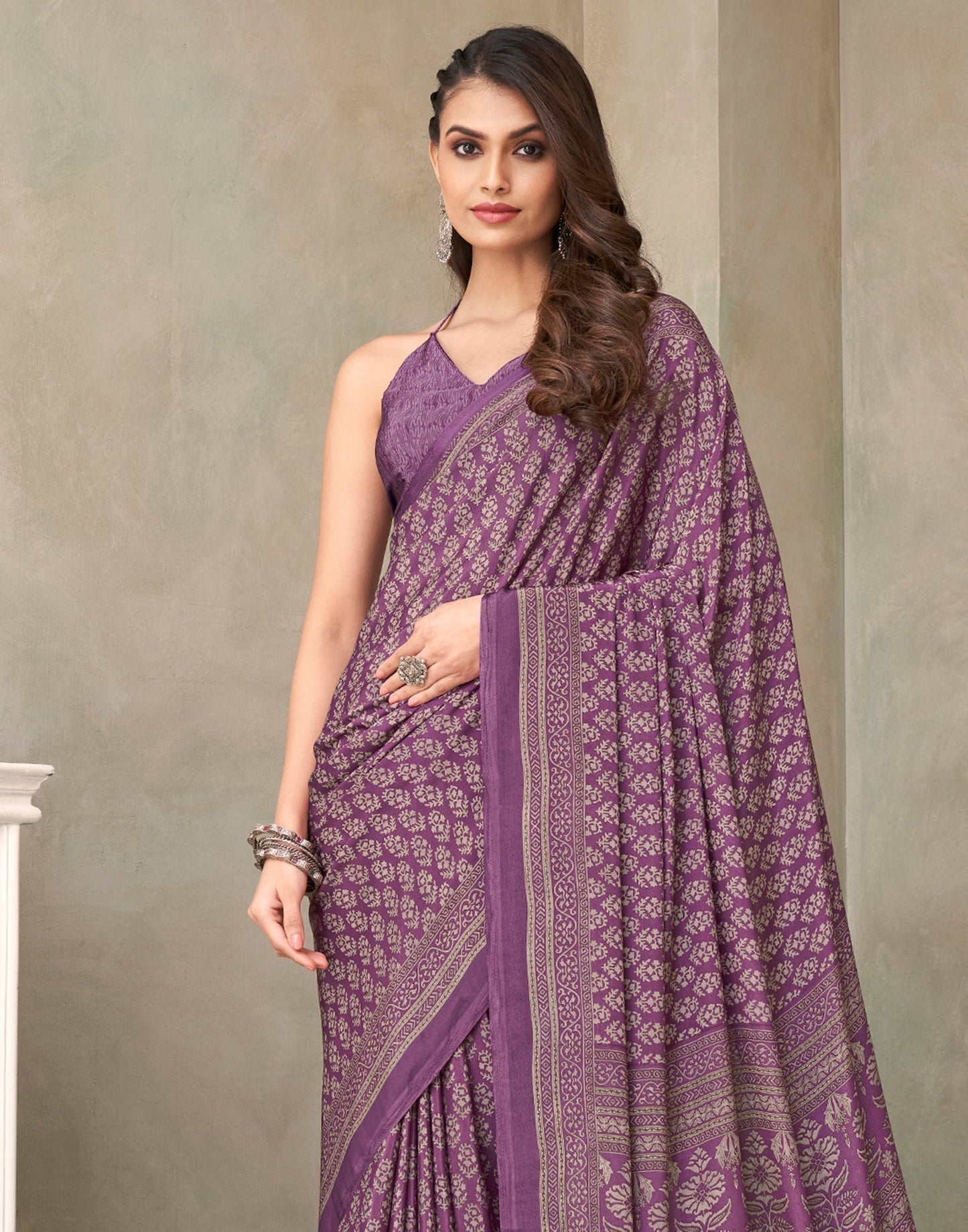 Purple Silk Printed Saree | Sudathi