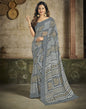 Grey Chiffon Printed Saree | Leemboodi