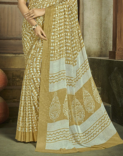 Olive Green Chiffon Printed Saree | Leemboodi