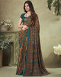 Dark Green Silk Floral Printed Saree