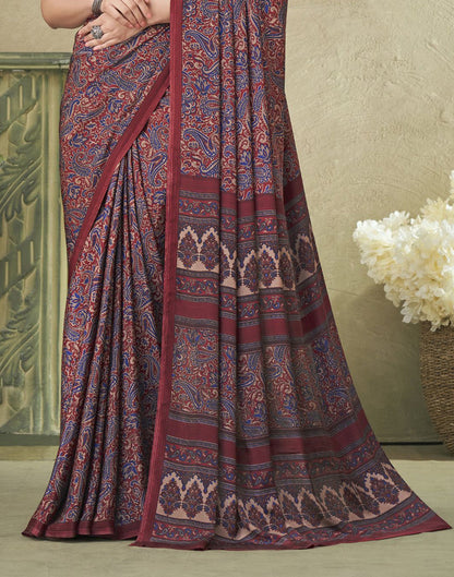 Multicoloured Silk Floral Printed Saree