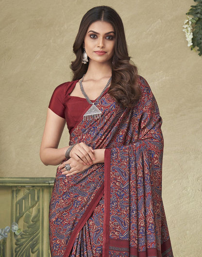 Multicoloured Silk Floral Printed Saree