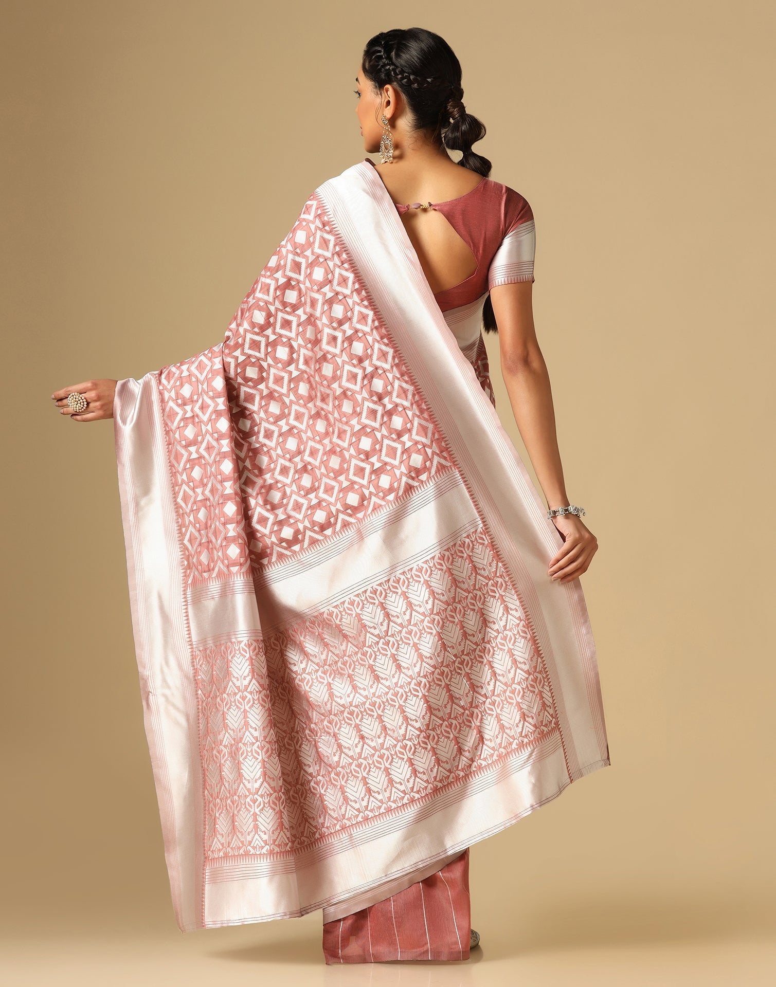 Light Brown Banarasi Cotton Saree | Sudathi