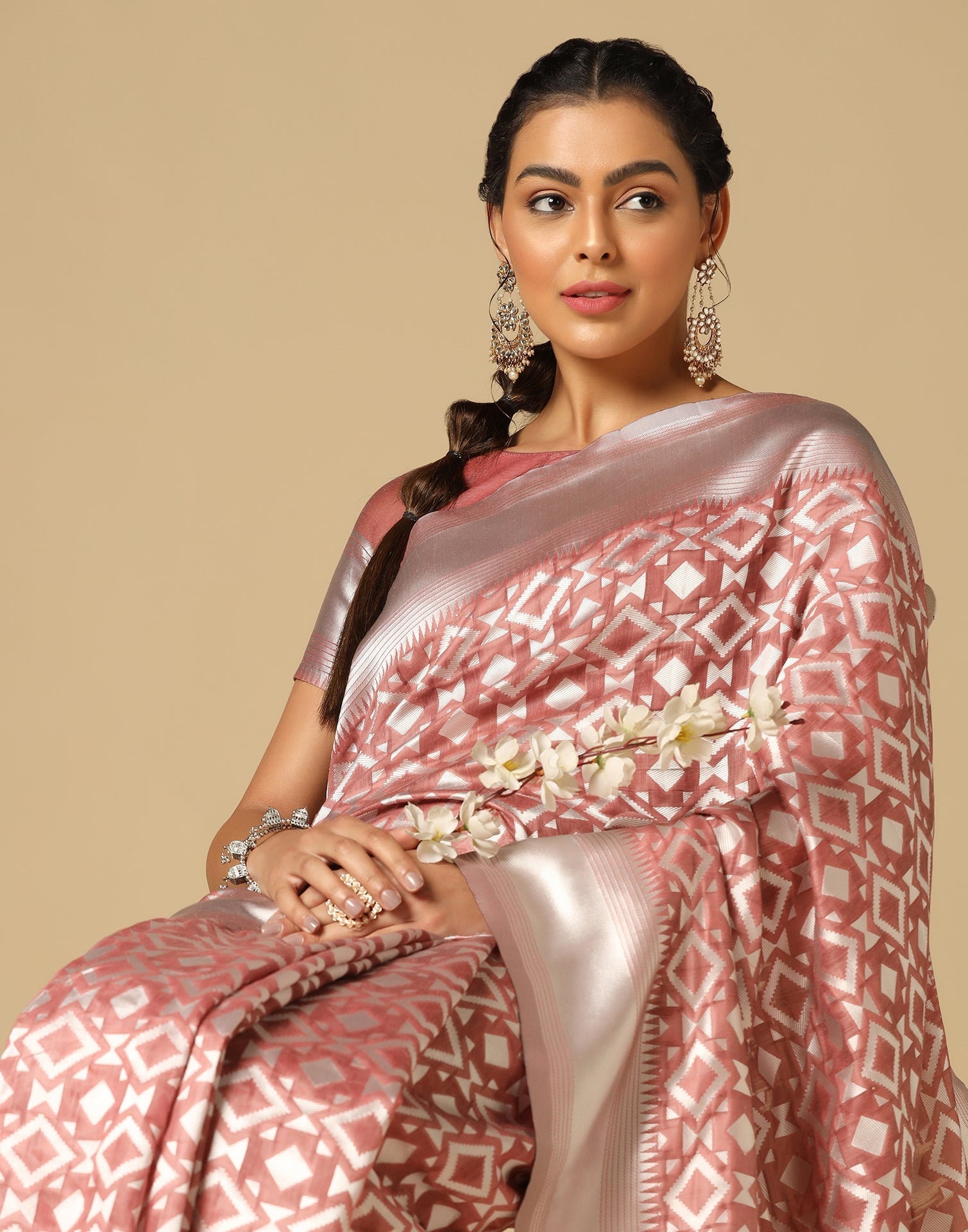 Light Brown Banarasi Cotton Saree | Sudathi