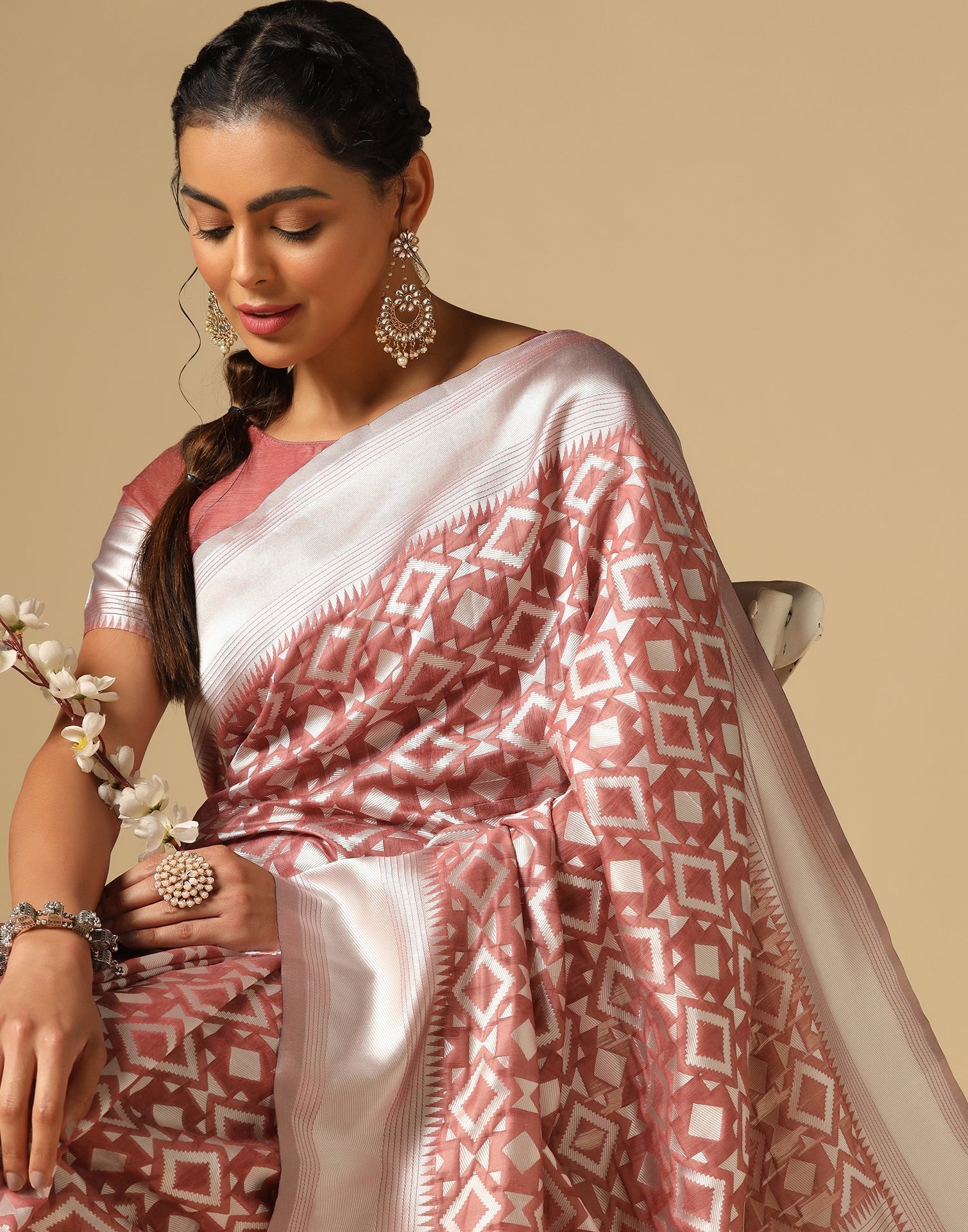 Light Brown Banarasi Cotton Saree | Sudathi