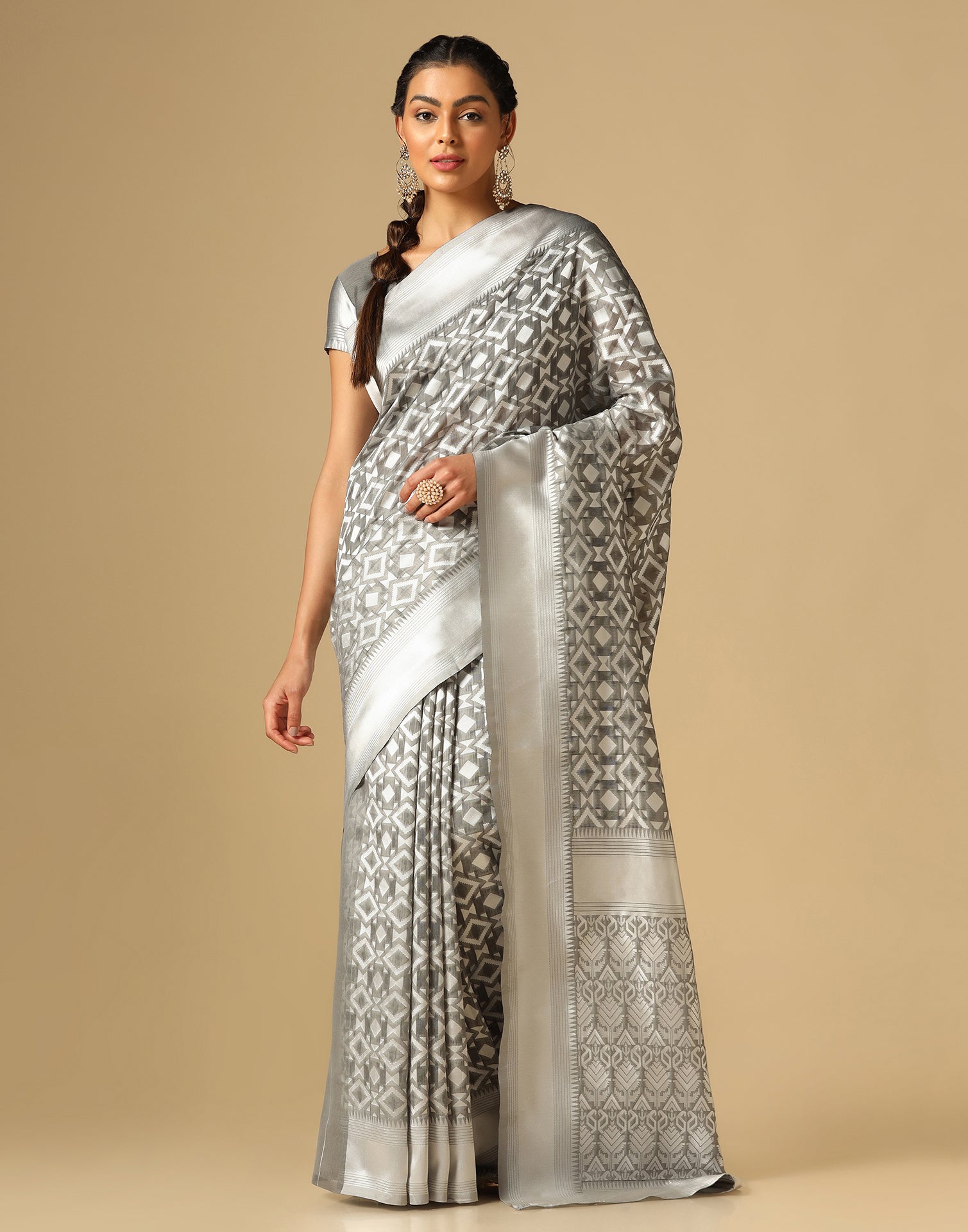 Grey Banarasi Cotton Saree | Sudathi