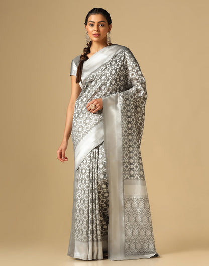 Grey Banarasi Cotton Saree | Sudathi