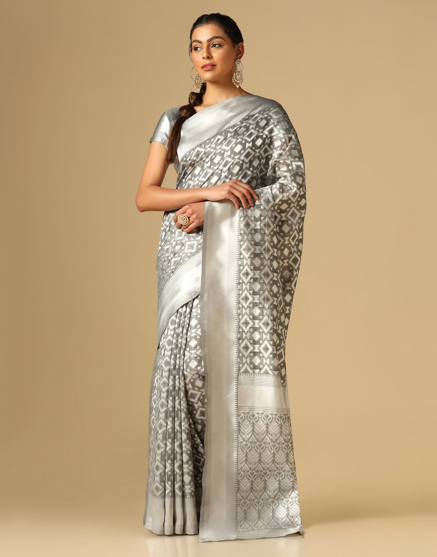 Grey Banarasi Cotton Saree | Sudathi