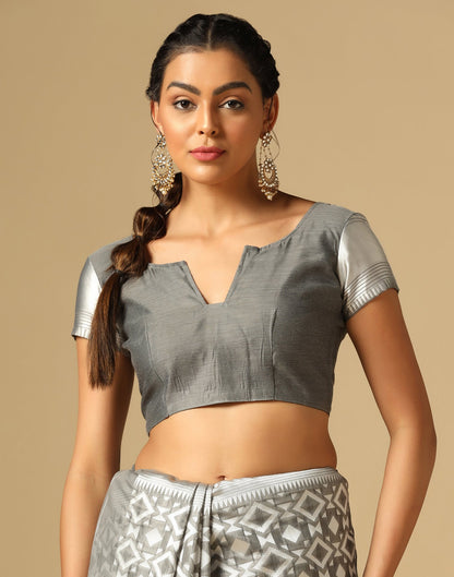 Grey Banarasi Cotton Saree | Sudathi