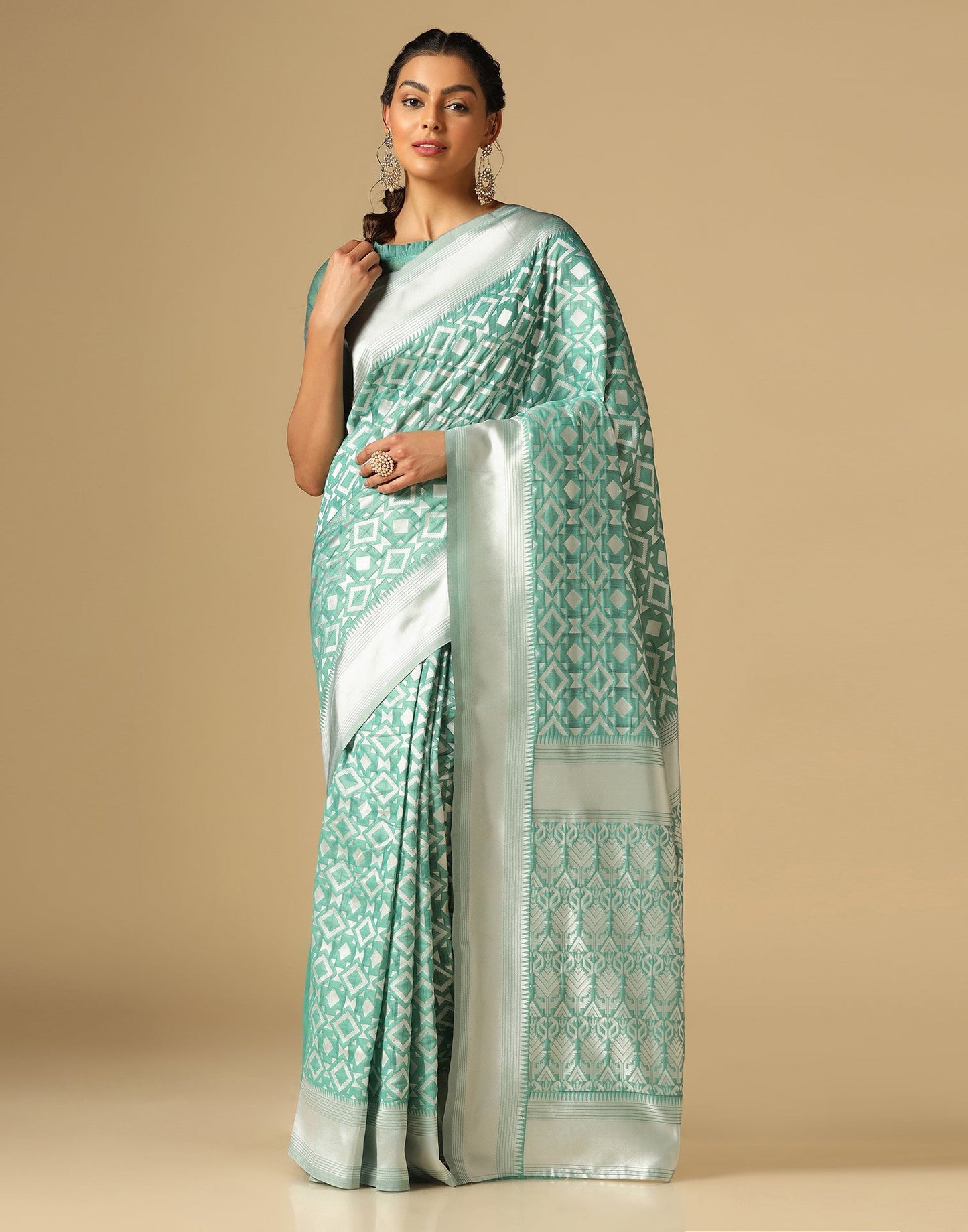 Light Green Banarasi Cotton Saree | Sudathi