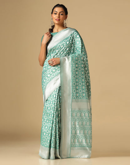 Light Green Banarasi Cotton Saree | Sudathi