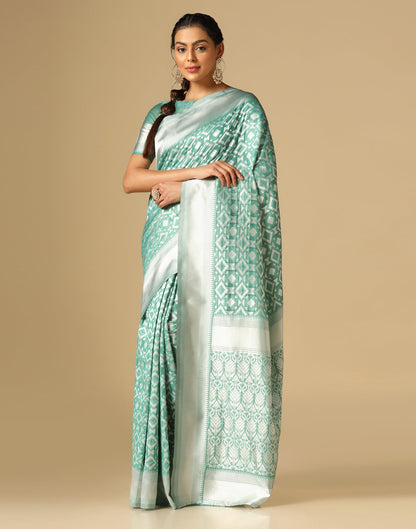 Light Green Banarasi Cotton Saree | Sudathi