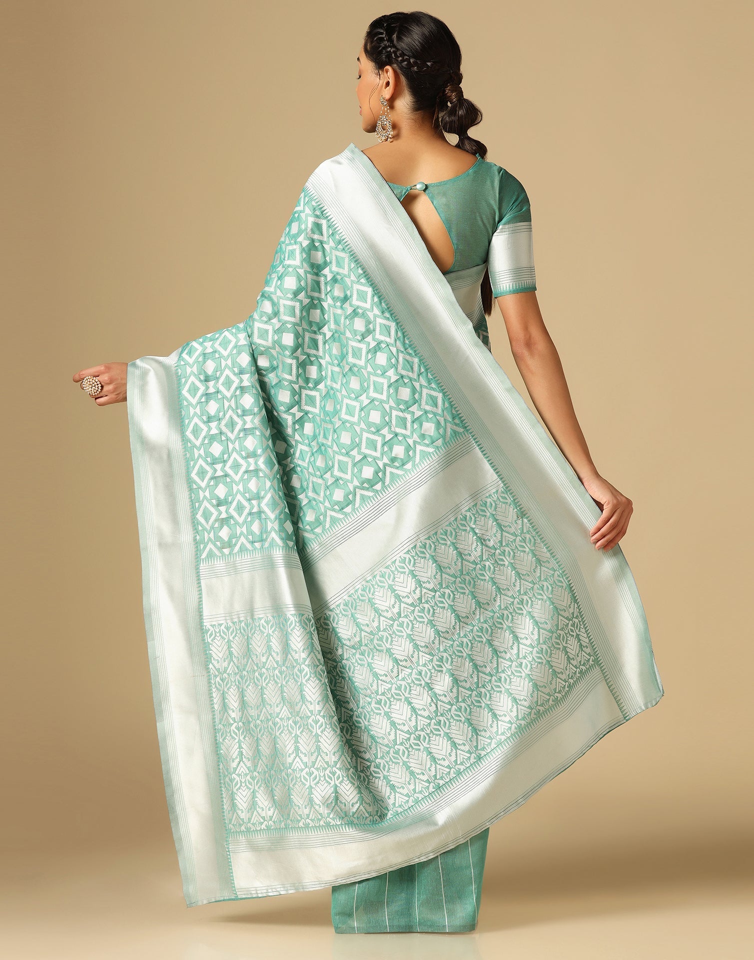 Light Green Banarasi Cotton Saree | Sudathi