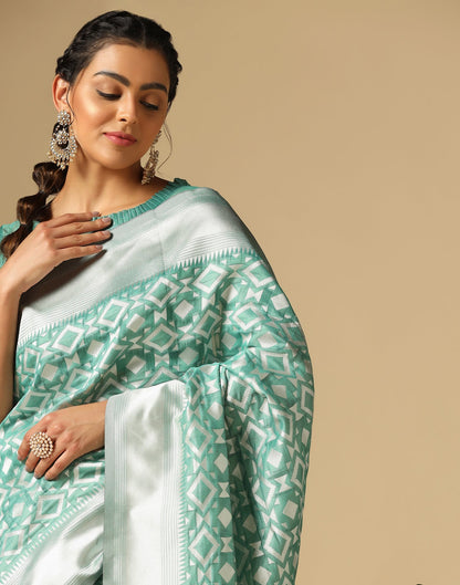 Light Green Banarasi Cotton Saree | Sudathi