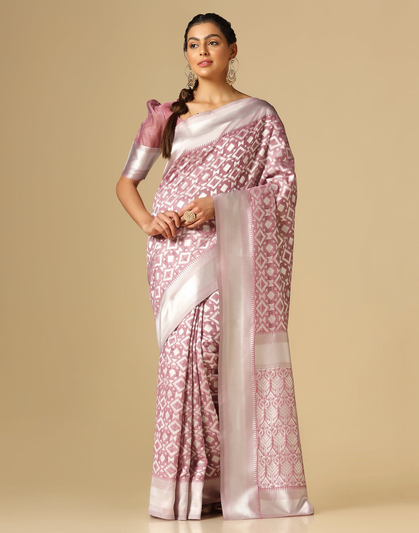 Pink Banarasi Cotton Saree | Sudathi