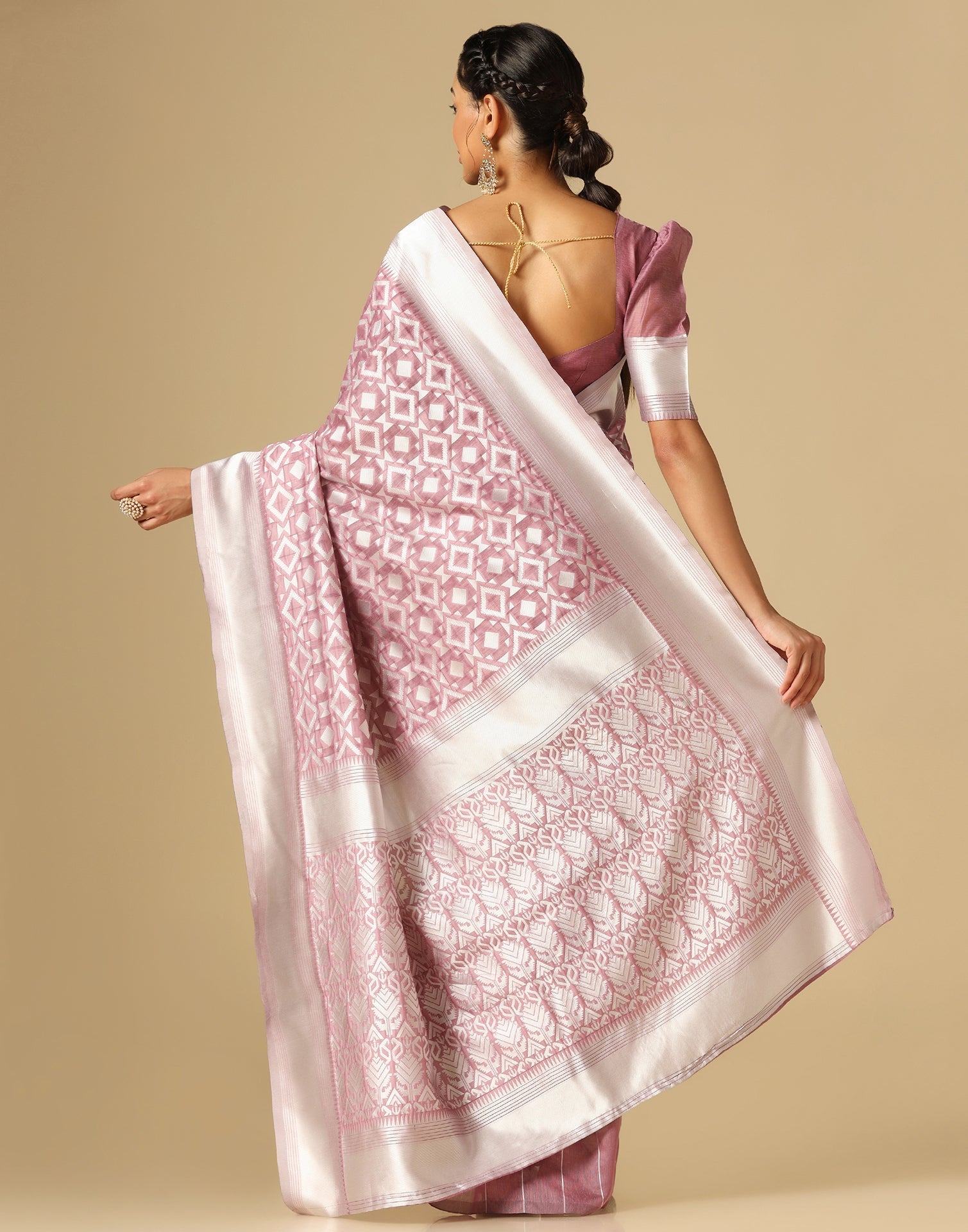 Pink Banarasi Cotton Saree | Sudathi