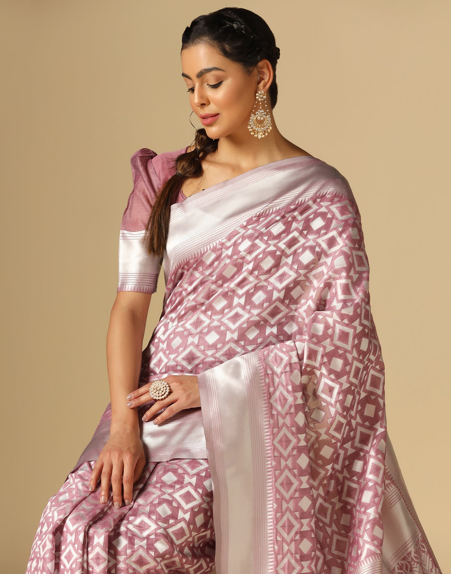 Pink Banarasi Cotton Saree | Sudathi