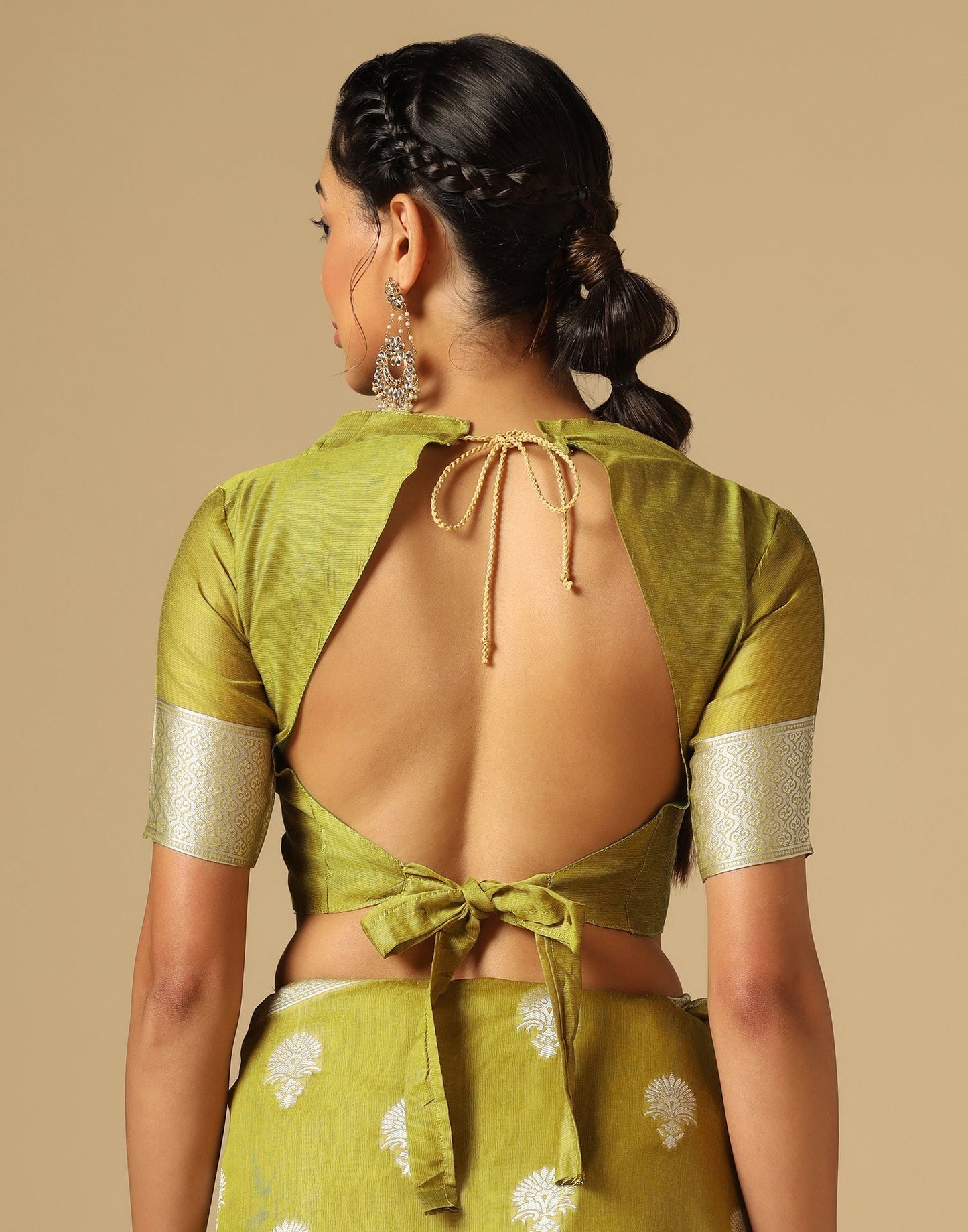 Olive Green Banarasi Cotton Saree | Sudathi