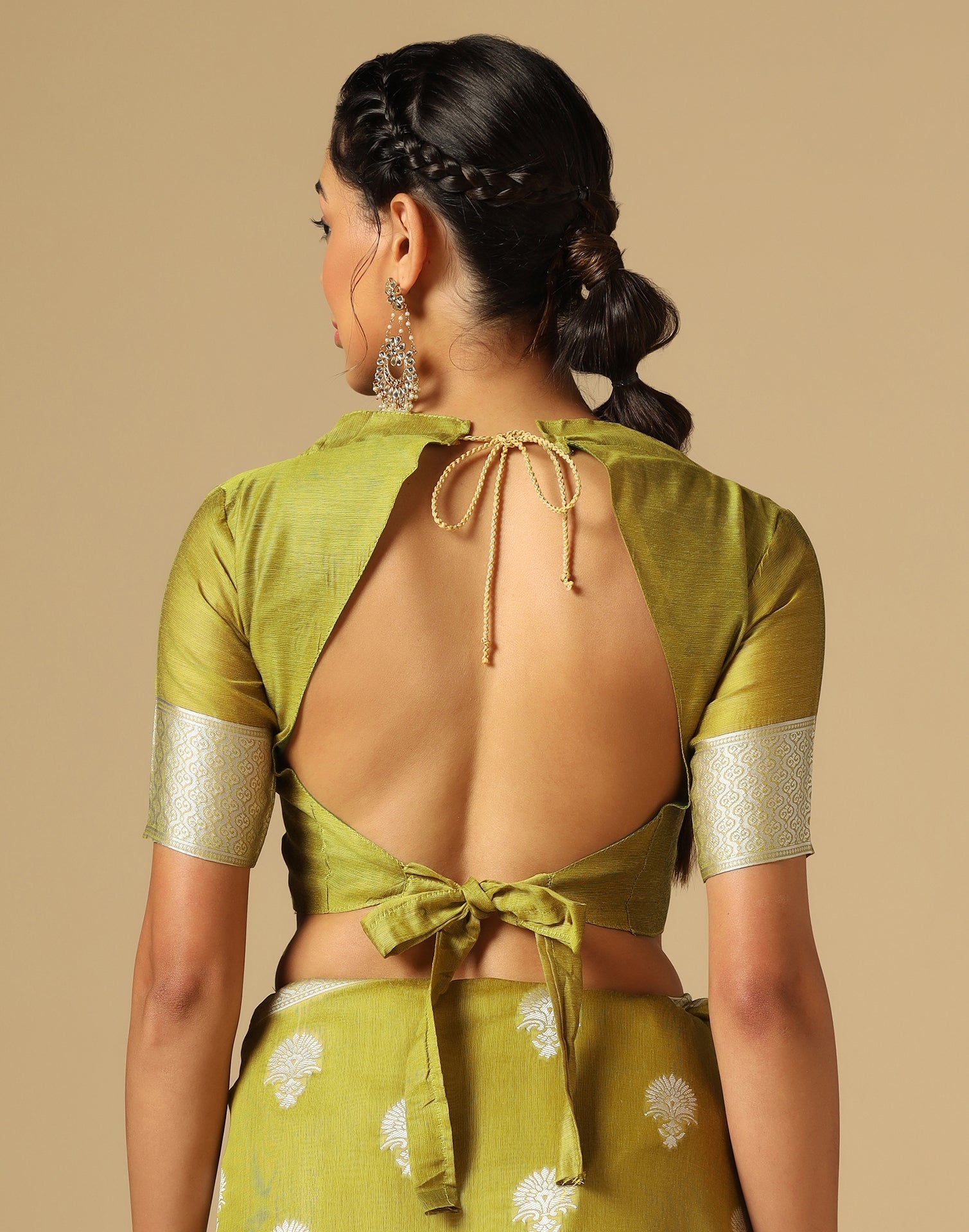 Olive Green Banarasi Cotton Saree | Sudathi