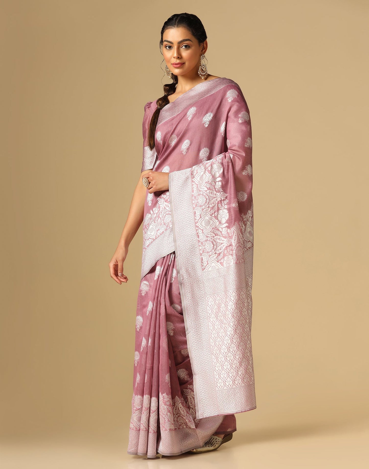 Pink Banarasi Cotton Saree | Sudathi