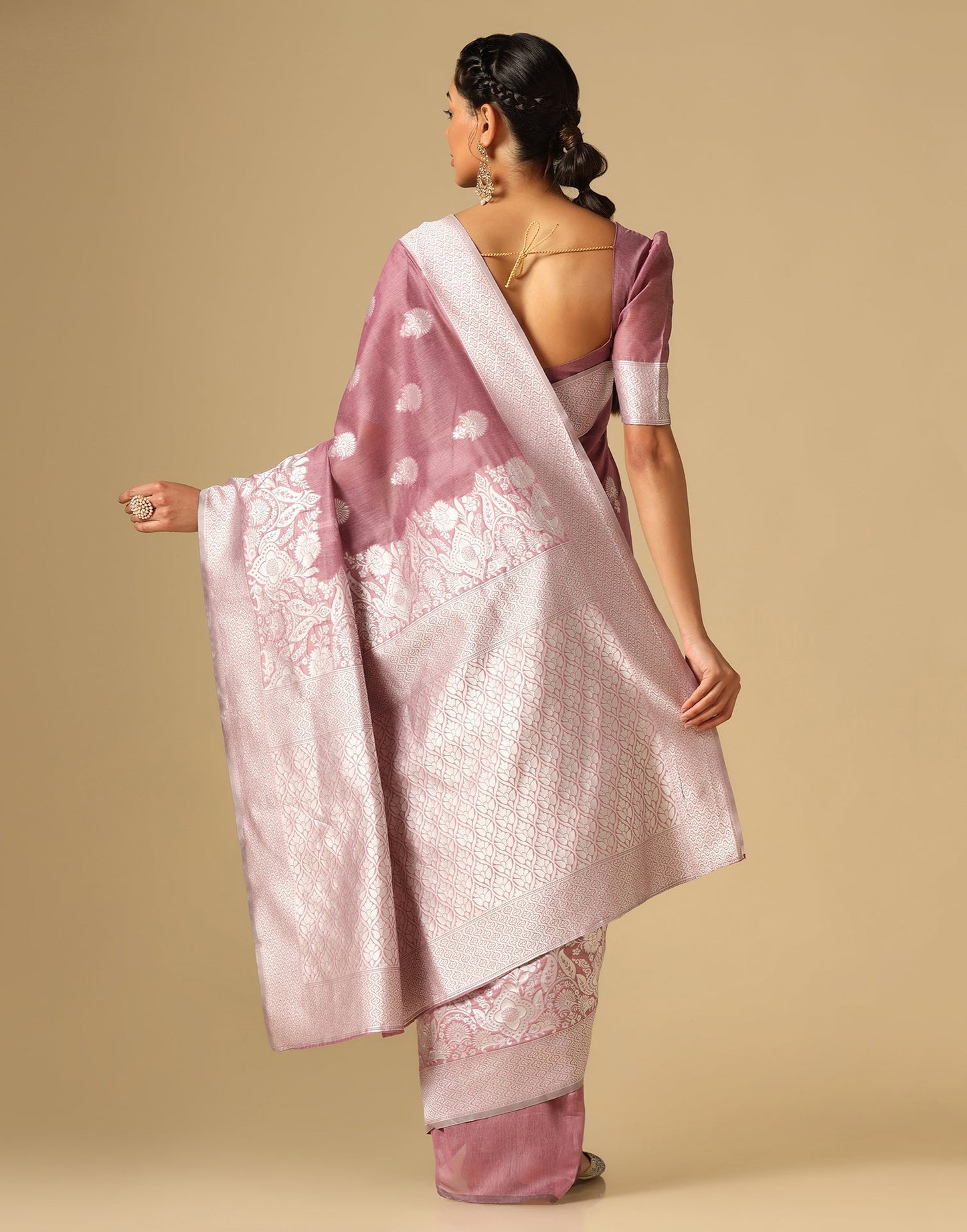 Pink Banarasi Cotton Saree | Sudathi