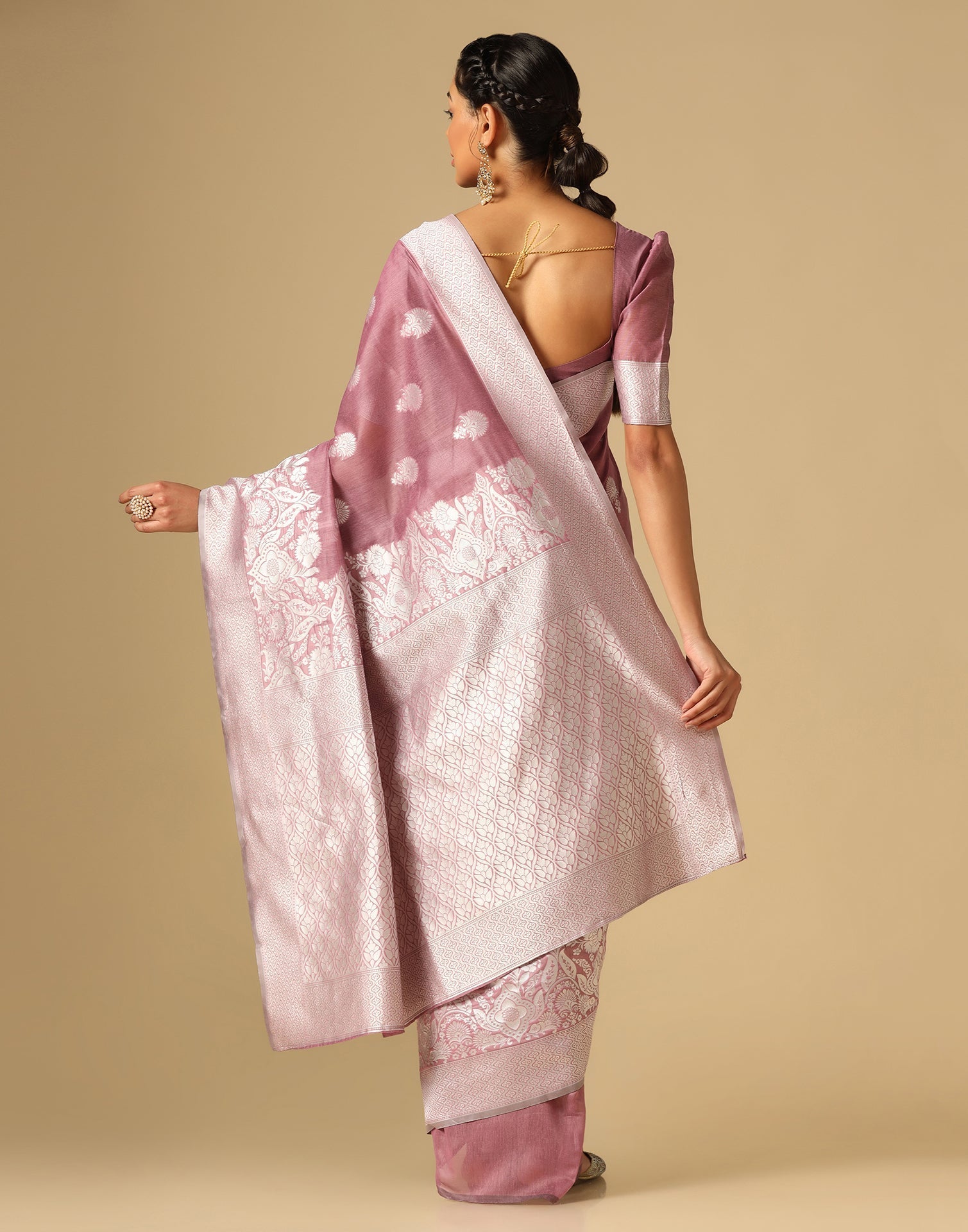 Pink Banarasi Cotton Saree | Sudathi