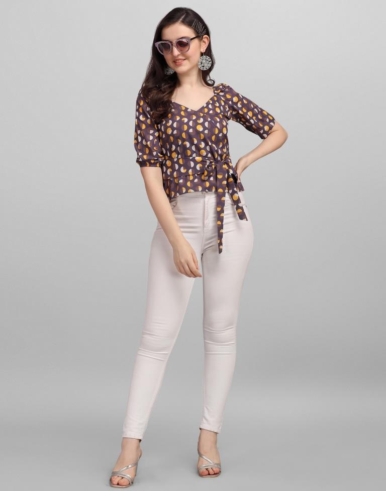 Purple Colored Crepe Digital Printed Top | Sudathi