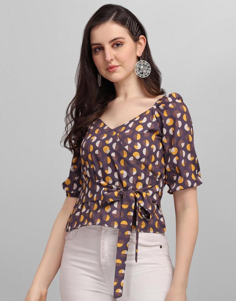 Purple Colored Crepe Digital Printed Top | Sudathi