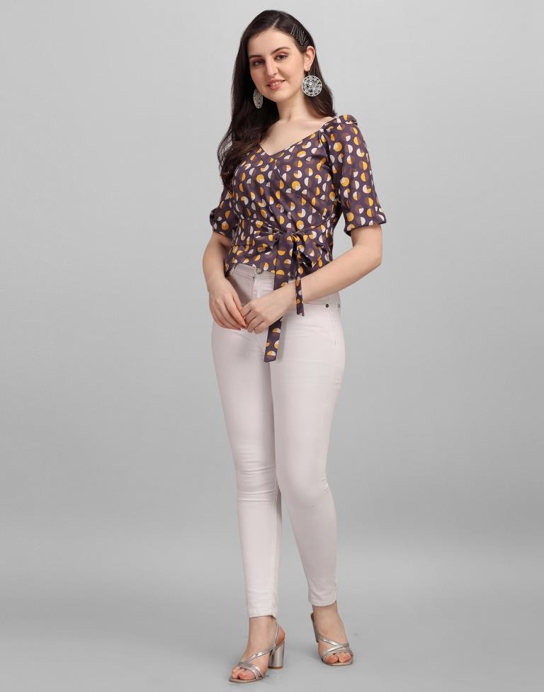 Purple Colored Crepe Digital Printed Top | Sudathi