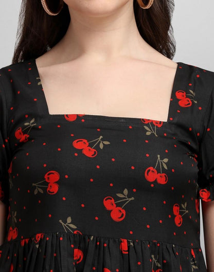 Black Colored Crepe Mill Printed Top | Sudathi