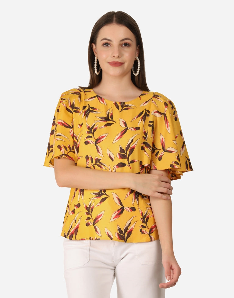 Yellow Printed Top | Sudathi