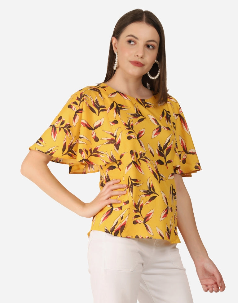 Yellow Printed Top | Sudathi