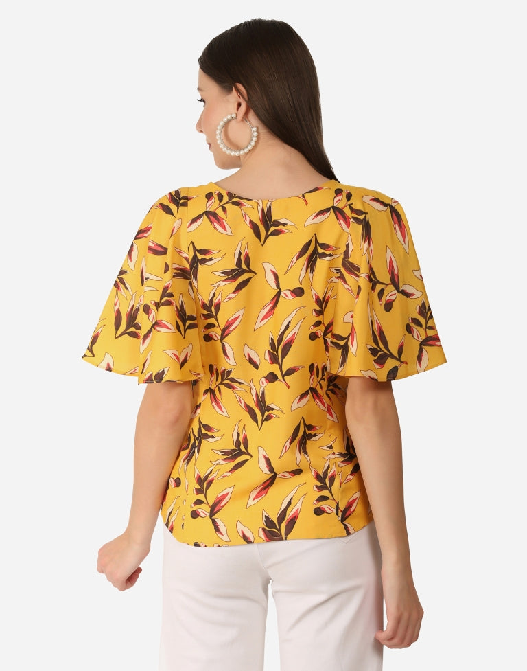 Yellow Printed Top | Sudathi