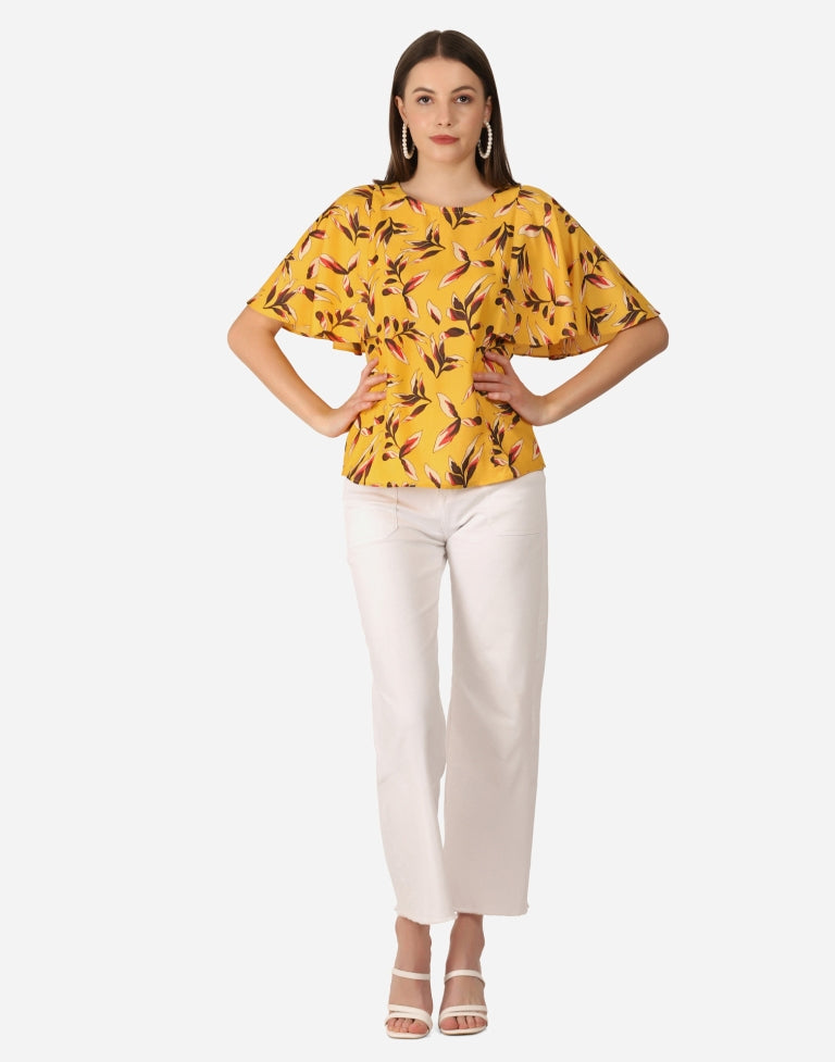 Yellow Printed Top | Sudathi