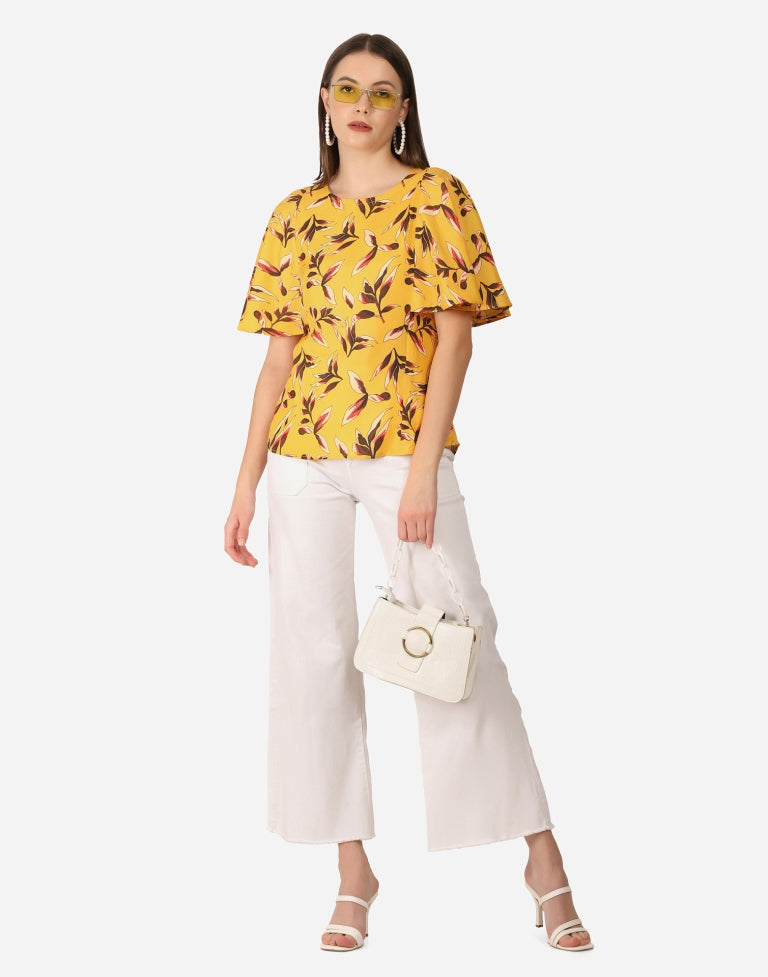 Yellow Printed Top | Sudathi