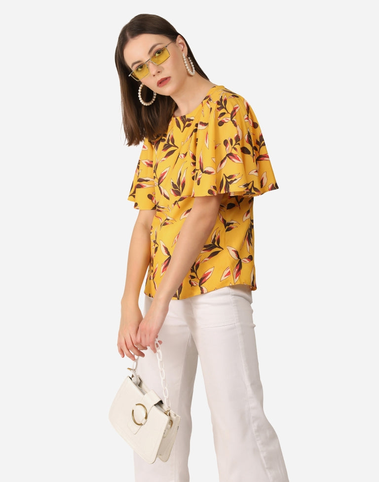 Yellow Printed Top | Sudathi