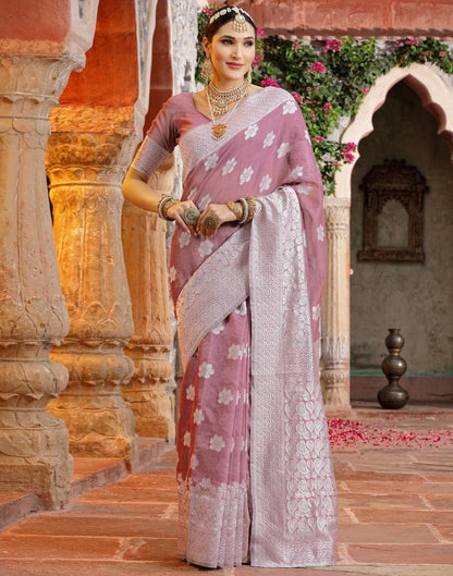 Light Purple Banarasi Cotton Saree | Leemboodi