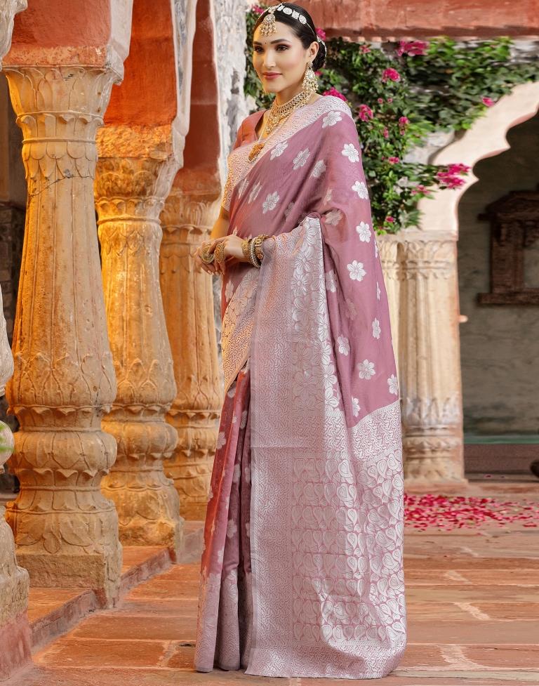 Light Purple Banarasi Cotton Saree | Leemboodi