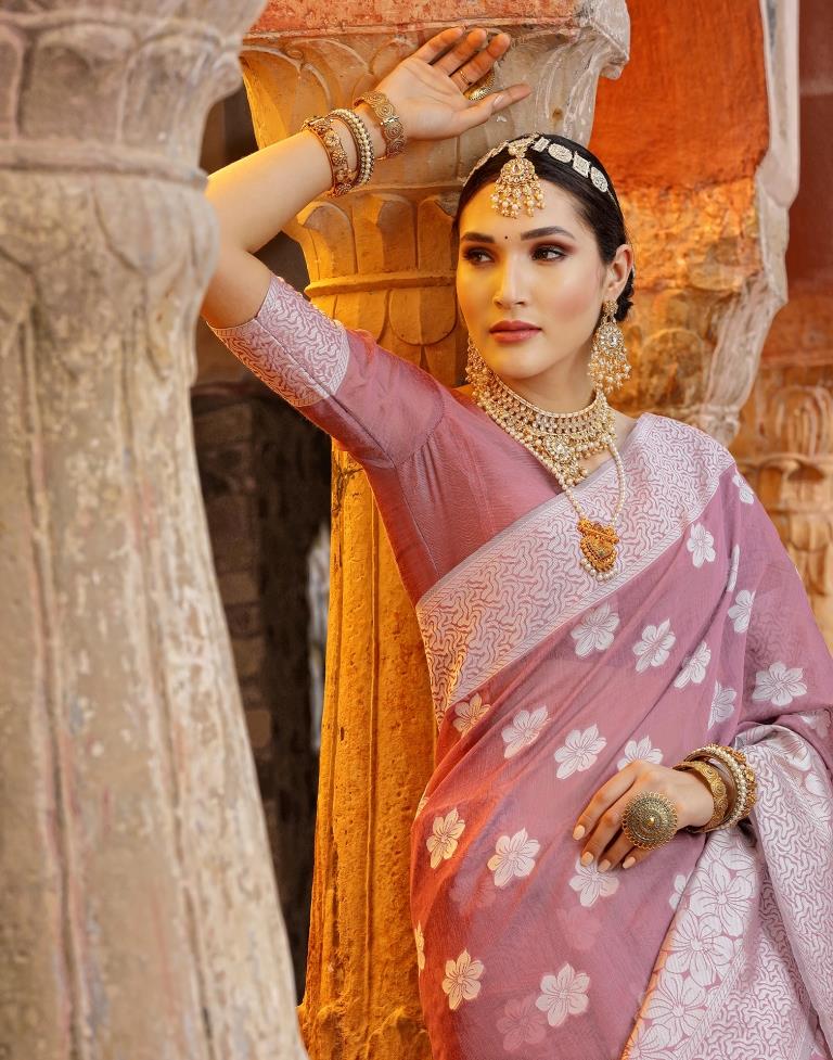 Light Purple Banarasi Cotton Saree | Leemboodi