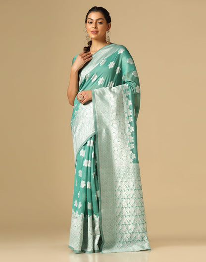 Green Banarasi Cotton Saree | Sudathi