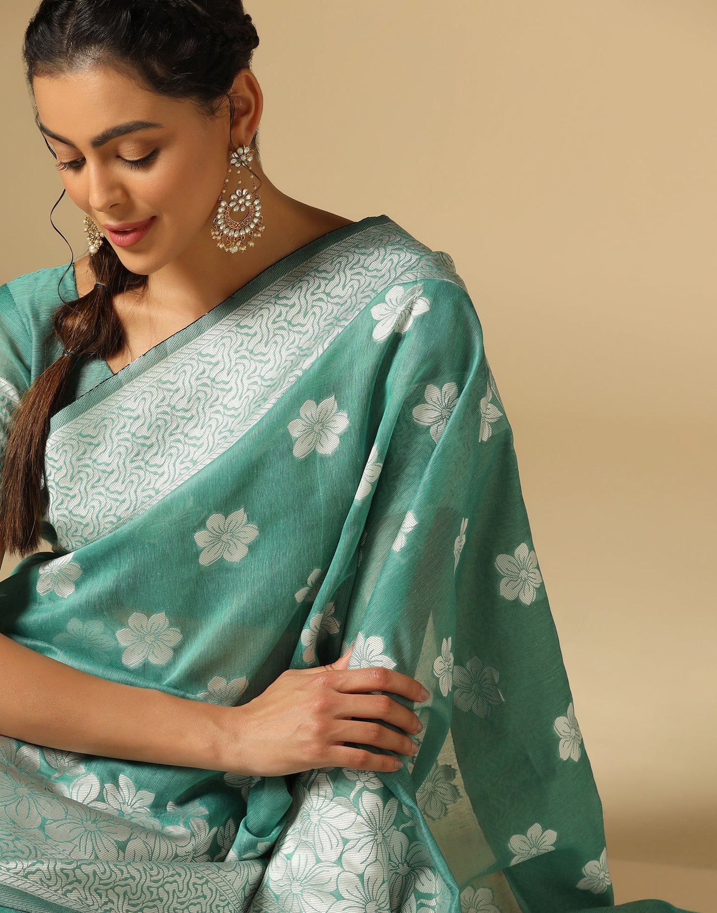 Green Banarasi Cotton Saree | Sudathi