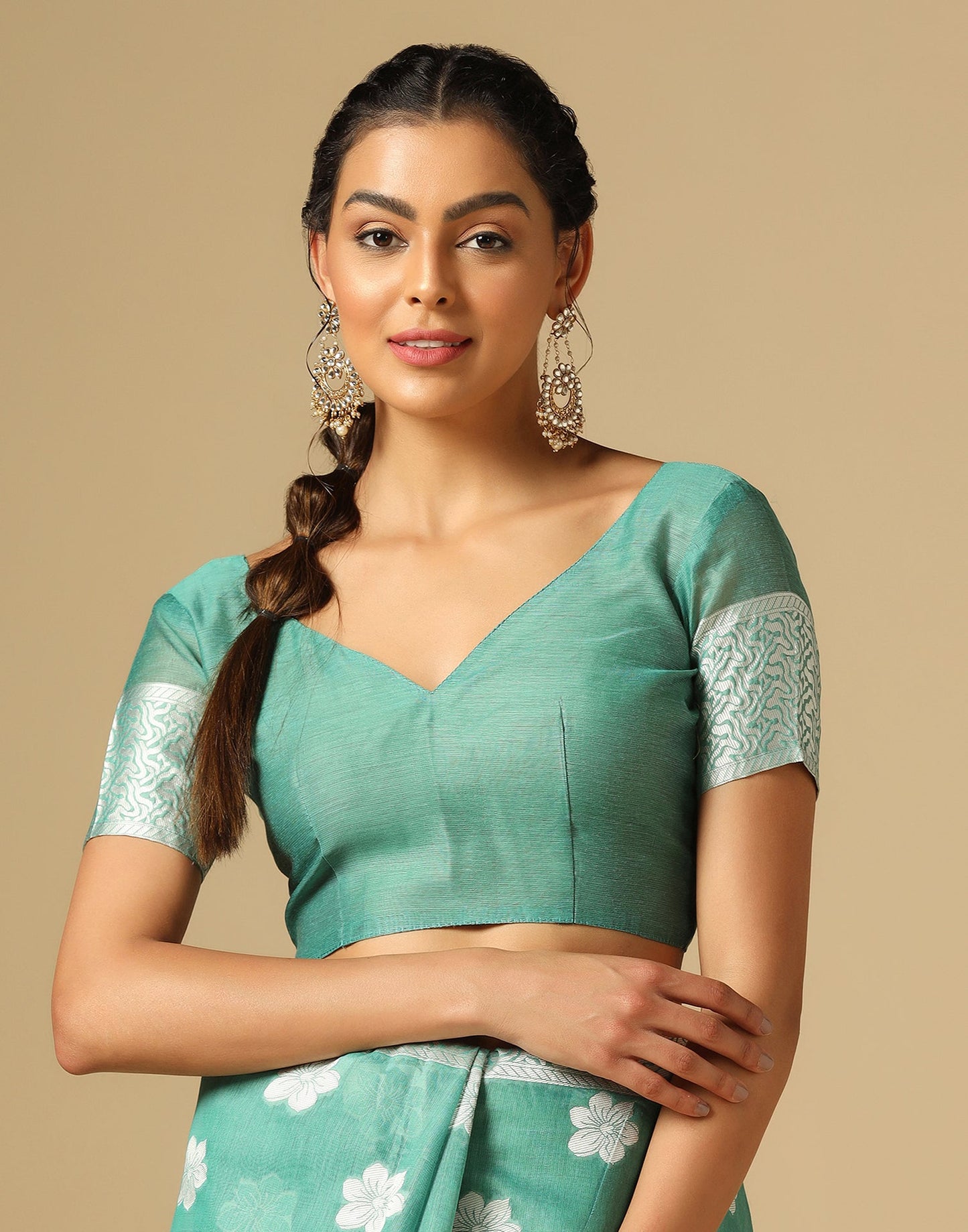 Green Banarasi Cotton Saree | Sudathi