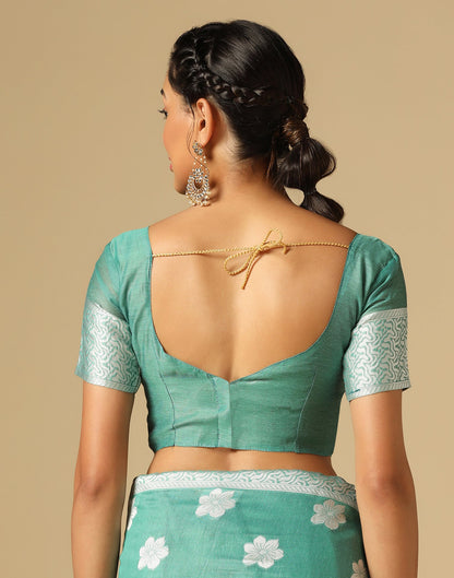 Green Banarasi Cotton Saree | Sudathi