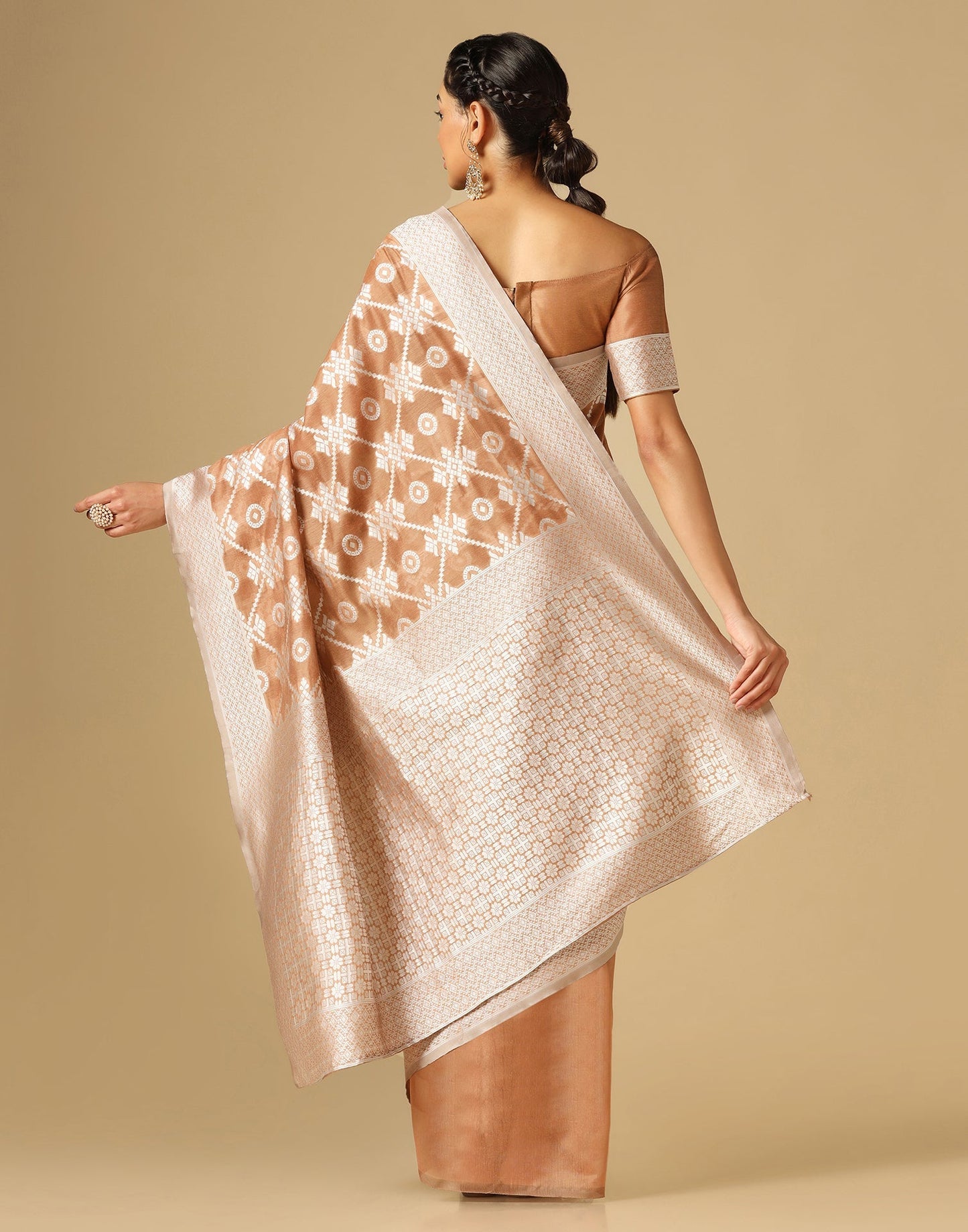 Light Brown Banarasi Cotton Saree | Sudathi