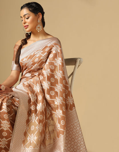 Light Brown Banarasi Cotton Saree | Sudathi