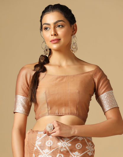 Light Brown Banarasi Cotton Saree | Sudathi