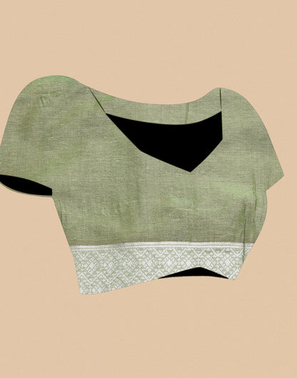 Light Green Banarasi Cotton Saree | Sudathi